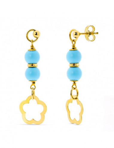 18K PENDIENTES ORO AMARILLO 2 BOLAS...