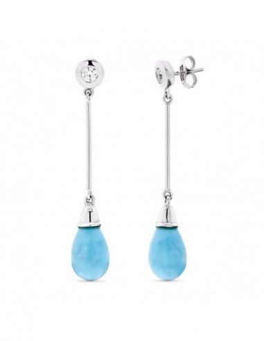 18K PENDIENTES ORO BLANCO LARGOS...