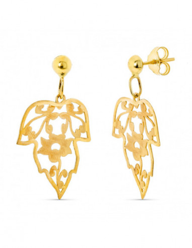 18K PENDIENTES ORO AMARILLO HOJA...