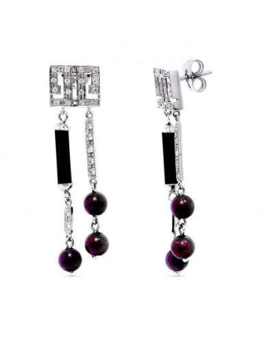 18K PENDIENTES ORO BLANCO LARGOS...