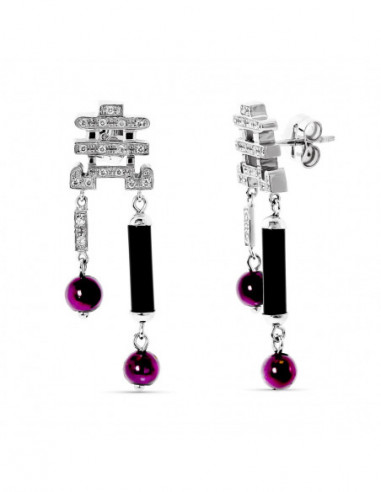 18K PENDIENTES ORO BLANCO CON...