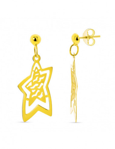 18K PENDIENTES LARGOS ESTRELLA...
