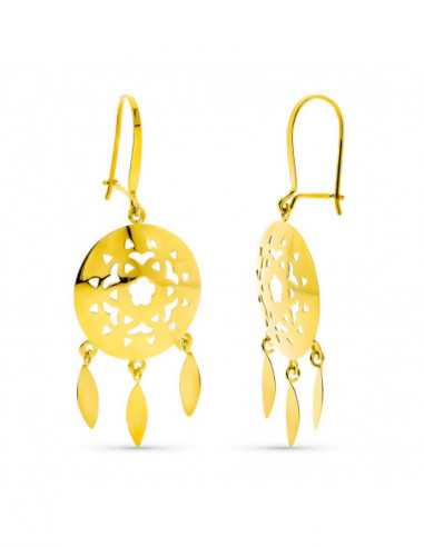 18K PENDIENTES LARGOS CALADOS 3...