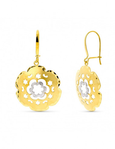 18K PENDIENTES LARGOS FLOR. CIERRE...