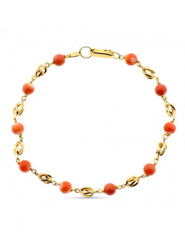 18K PULSERA ORO AMARILLO CON JAULAS Y...