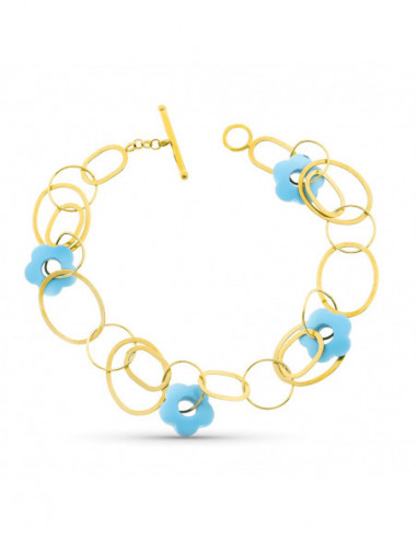 18K PULSERA ORO AMARILLO CIRCULOS Y...