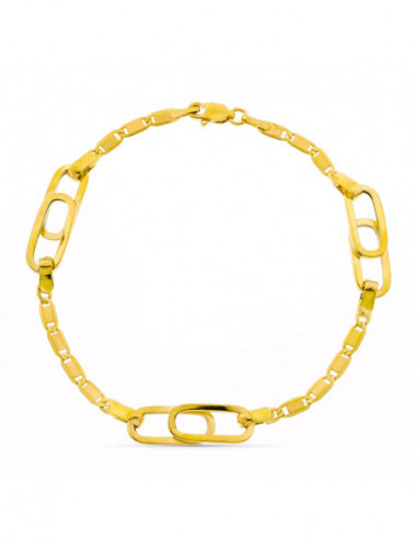 18K PULSERA ORO AMARILLO ESLABONES Y...