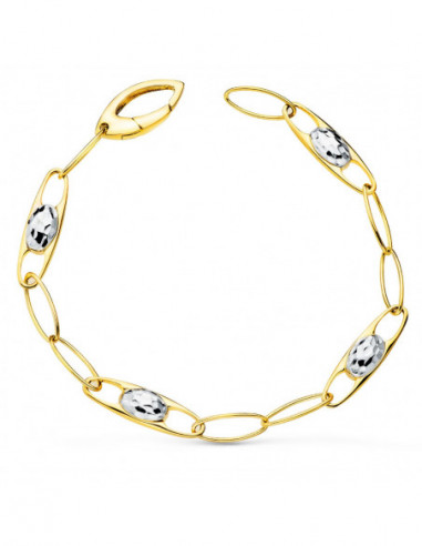 18K PULSERA ORO BICOLOR ESLABONES...
