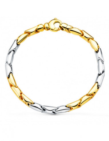 18K PULSERA ORO BICOLOR ESLABONES...