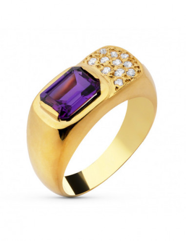 18K SORTIJA ORO AMARILLO AMATISTA Y...