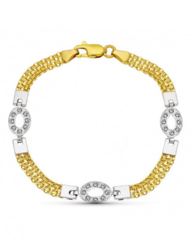 18K PULSERA ORO BICOLOR MAYA OVAL...