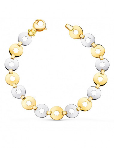 18K PULSERA ORO BICOLOR ESLABONES...