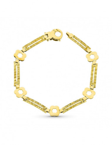 18K PULSERA ORO AMARILLO FLORES Y...