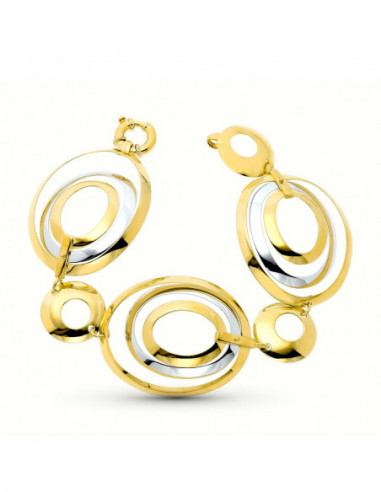 18K PULSERA ORO BICOLOR ESLABONES...