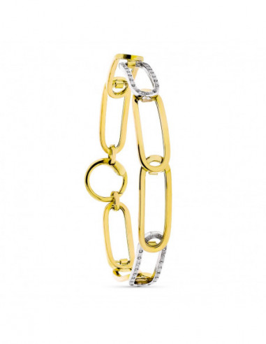 18K PULSERA ESLABONES CALADOS BICOLOR...
