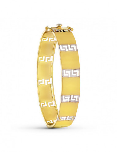 18K PULSERA RIGIDA ORO BICOLOR GRECA...