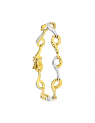 18K PULSERA ORO BICOLOR MATE Y BRILLO...