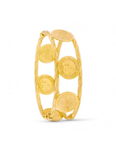 18K PULSERA RIGIDA MONEDAS 18 MM