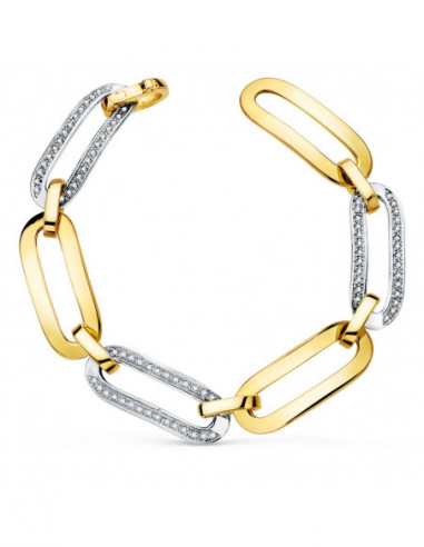 18K PULSERA ORO BICOLOR ESLABONES...
