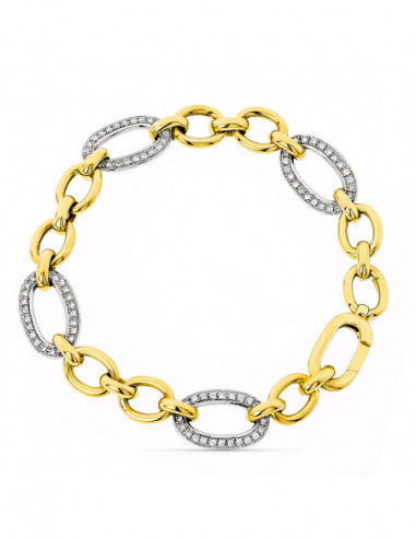 18K PULSERA ORO BICOLOR ESLABONES...