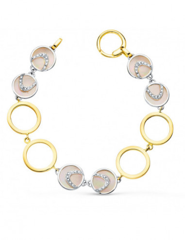 18K PULSERA ORO BICOLOR CIRCULOS...