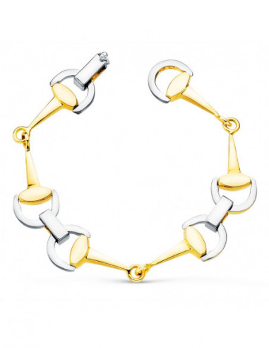 18K PULSERA ORO BICOLOR ESTRIBOS....