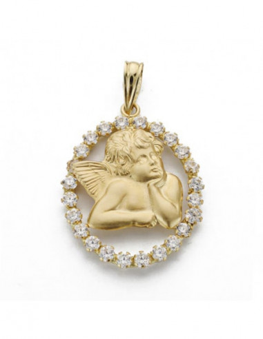 18K SILUETA ANGEL OVAL. 24X18 MM