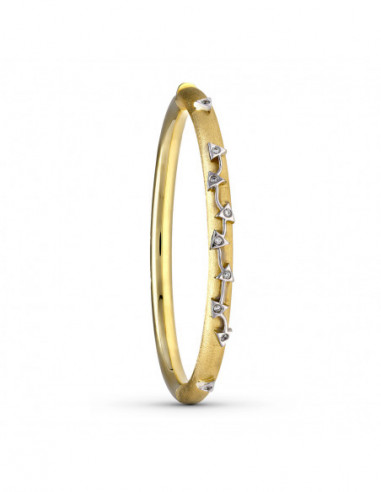 18K PULSERA MEDIA CAÑA ORO BICOLOR...