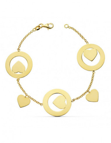 18K PULSERA ROLO CORAZONES 19CM 8.95 GR