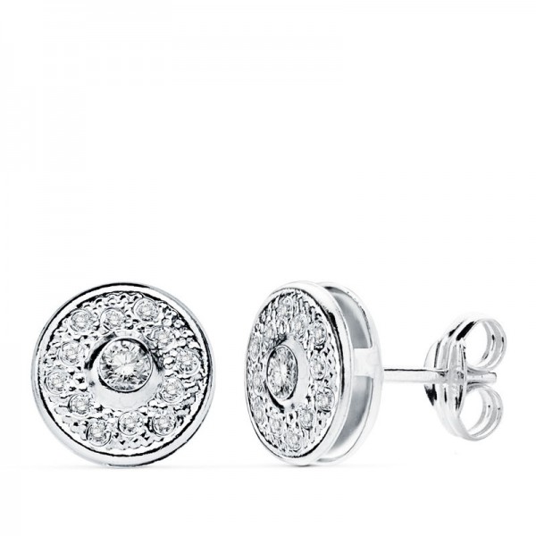 18K PENDIENTES ORO BLANCO REDONDOS 8 MM