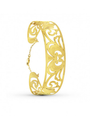 18K PULSERA RIGIDA ORO AMARILO CALADA...