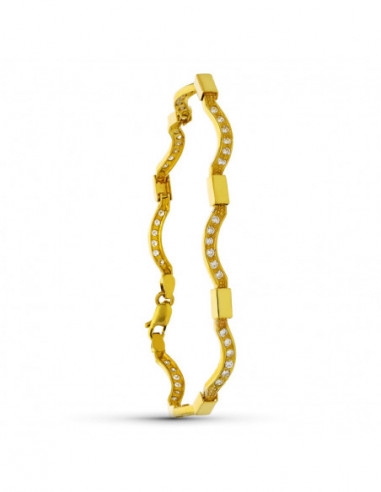 18K PULSERA ORO AMARILLO ONDAS ORO Y...