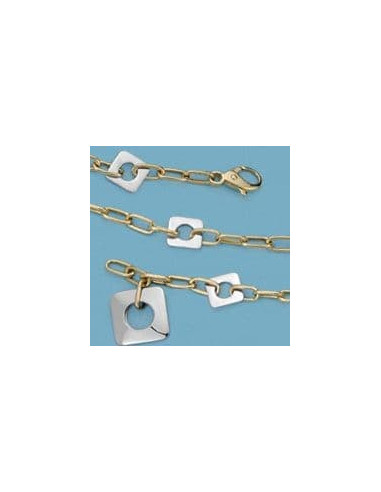 18K PULSERA BICOLOR CON MOTIVOS.