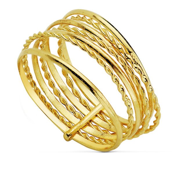 18K SORTIJA SEMANARIO HILOS LISOS Y...