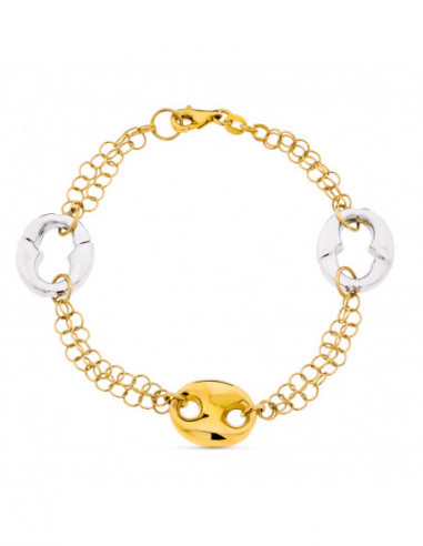 18K PULSERA BICOLOR NUDO BARCO 7.15GR