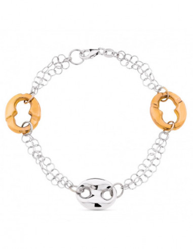 18K PULSERA BICOLOR ORO BLANCO Y ORO...