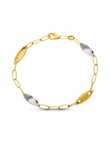 18K PULSERA ORO BICOLOR ESLABONES...
