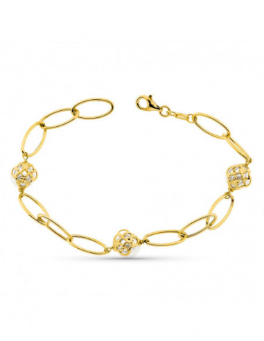 18K PULSERA ORO AMARILLO ENTREPIEZAS...