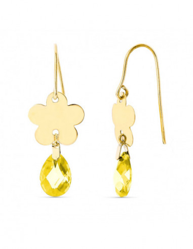 18K PENDIENTES ORO AMARILLO FLOR...