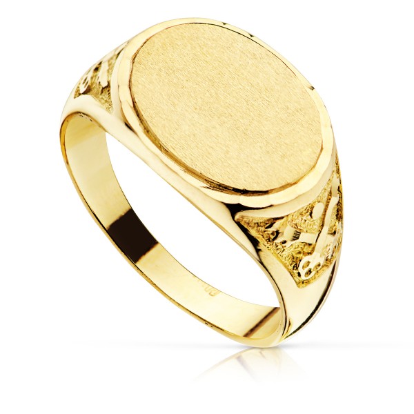 18K SELLO ORO AMARILLO OVAL MACIZO...