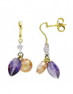 18K PENDIENTES ORO BICOLOR...