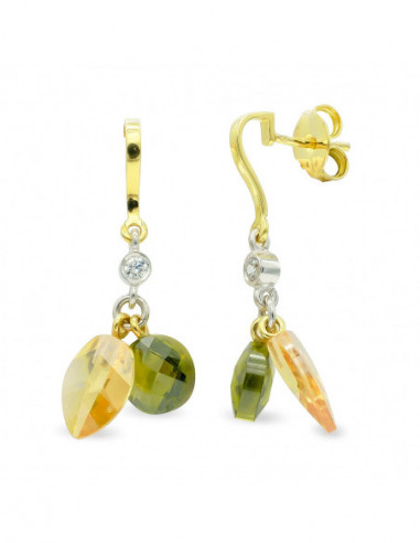 18K PENDIENTES ORO BICOLOR TOPACIO Y...