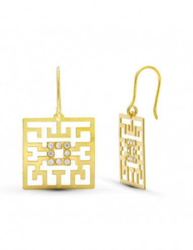 18K PENDIENTES ORO AMARILLO LASER Y...