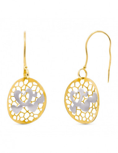 18K PENDIENTES LARGOS BICOLOR...
