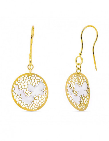 18K PENDIENTES ORO BICOLOR LARGOS...