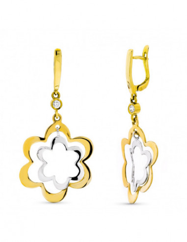 18K PENDIENTES ORO TRICOLOR LARGOS...