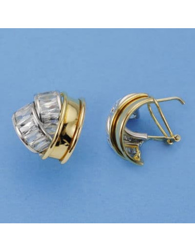 18K PENDIENTES BANDAS ORO BICOLOR...