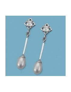 18K PENDIENTES ORO BLANCO Y...