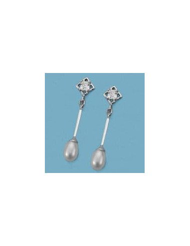 18K PENDIENTES ORO BLANCO Y PERLAS