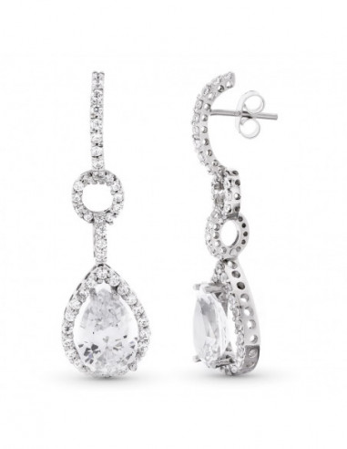 18K PENDIENTES ORO BLANCO LARGOS...